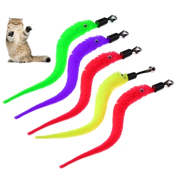 5pcs Farverige Kæledyr Killing / Kat Legetøj Teaser Udskiftning Refill Plys Med Klokke Kat Spille Stick Pet Products Tilfældig Farve