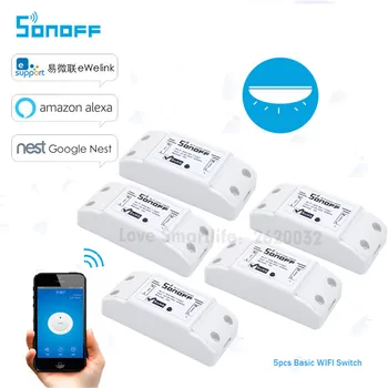5PCS Itead Sonoff Smart Wifi Skifte DIY Smart Wireless Remote Switch Wifi lyskontakten Smart Home Controller arbejde med Alexa