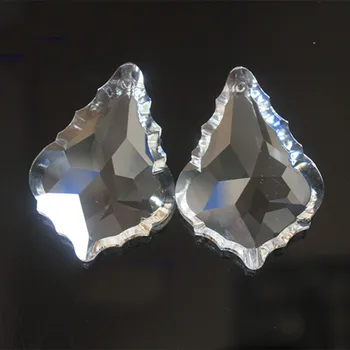 5pcs/masse 76 mm Klart glas krystal maple leaf Lysekrone med prisme Dele dekoration lampe lys hængende vedhæng tilbehør