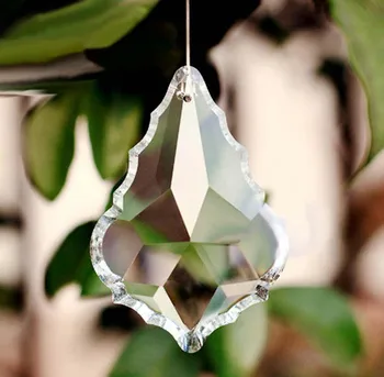 5pcs/masse 76 mm Klart glas krystal maple leaf Lysekrone med prisme Dele dekoration lampe lys hængende vedhæng tilbehør