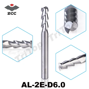 5pcs/parti AL-2E-D6.0 ZCC.CT-endefræsere 6 mm høj bearbejdning effektivitet i solidt hårdmetal belagt aluminium fræseren