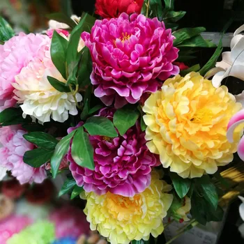 5pcs Pæon Blomster 100cm/39.37 tommer Falske Pæon 7 Farver til Bryllup Centerpieces Kunstige Dekorative Blomster