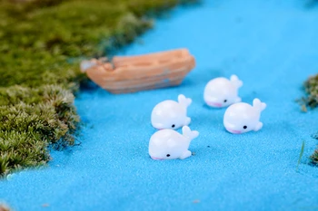 5PCS/Sæt Sød Hvid Delfin Dyr Miniaturer Fe Garden Gnome Moss Terrarie Indretning Håndværk Bonsai Hjem Dekoration Tilbehør