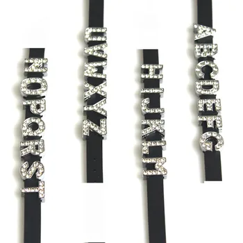 5sets (130pcs) Mode Smykker 10mm A-Z Sølv Tone Breve Rhinestone Skyderen Perler Charms armbånd & Armbånd Smykker Kaking