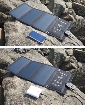 5V 21W Sunpower Solar Panel Solar Oplader Batteriet med Dobbelt USB-Port Sammenklappelig til iPhone Xiaomi Android-Telefon Solar Power Bank