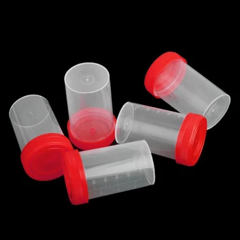 5x 40 ml Uddannet Plast Specimen Cup Modtageren Med Låg 2type