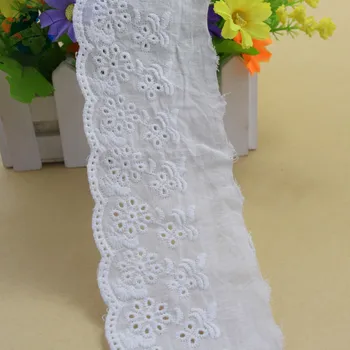 5yards 7cm hvid bomuld embroid syning ribbon lace stof blondekant få plastmaterialet til at strikke DIY Beklædningsgenstand Tilbehør gratis fragt#3696