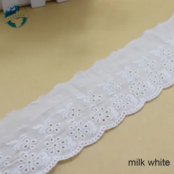 5yards 7cm hvid bomuld embroid syning ribbon lace stof blondekant få plastmaterialet til at strikke DIY Beklædningsgenstand Tilbehør gratis fragt#3696