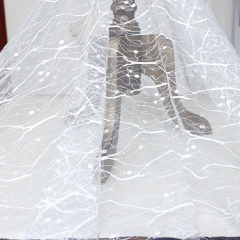 5yards diy elfenben off white pailletter broderier og kniplinger stof til blonder tilbehør Bryllup kjole tøj