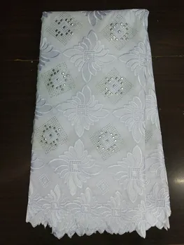 (5yards/pc ' er)BC20-1 Høj bomuld klud sort og hvid gitter med blomstermønster afrikanske blonde stof,Schweiziske voile blonder til kjole