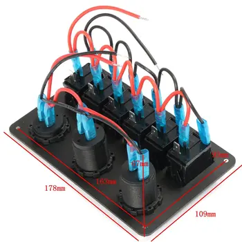 6 Banden 5-12V 24V LED Rocker Switch Panel Afbryder Oplader Dobbelt USB Stik Cigaretter Plug Voltmeter Bil Auto Oplader