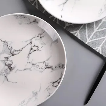 6 eller 8 eller 10 tommer Marmor mønster, porcelæn keramisk plade middagstallerken service middag sæt marmor servis