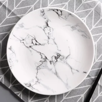 6 eller 8 eller 10 tommer Marmor mønster, porcelæn keramisk plade middagstallerken service middag sæt marmor servis