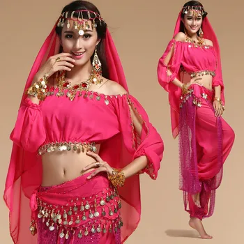 6 Farver sceneoptræden Orientalsk Mavedans Tøj Mavedanser Kostume Trin & Dance Wear til Kvinder