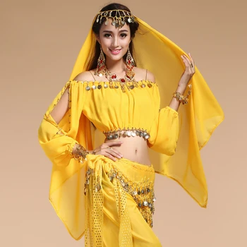 6 Farver sceneoptræden Orientalsk Mavedans Tøj Mavedanser Kostume Trin & Dance Wear til Kvinder