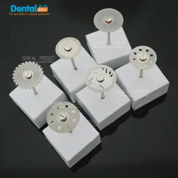 6 stk Dental tynd, Ultra-tynde dobbeltsidet sand diamant skæring skive med dorn til at adskille polering keramiske crwon og jade
