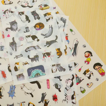 6 stk/masse søde kat PVC papir mærkat diy planner dekorative sticker scrapbooking dagbog kawaii papirvarer