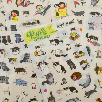 6 stk/masse søde kat PVC papir mærkat diy planner dekorative sticker scrapbooking dagbog kawaii papirvarer