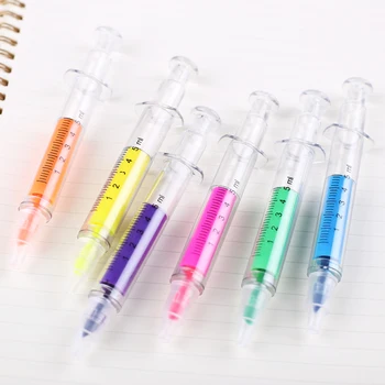 (6 stykker/masse)Candy Farve Sprøjte Highlighter med Fluorescerende Pen, Overstregningstusch Beslutningstagere Salgsfremmende Papirvarer Glitter Gave
