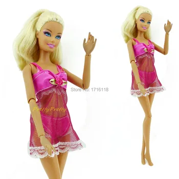 6 Sæt Farverige Sexet Undertøj, Pyjamas Nattøj Lace Aften Kjole + Bh + Undertøj Tøj Til Barbie DollSkirt Tøj