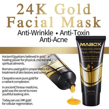 60 g 60 g Guld ansigtspleje Maske Kollagen Maske Anti Aging Hvidtekalk Fugtgivende 24K Guld hudpleje Rynke Løfte Glat Tear Off