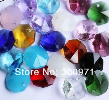 6000pcs/masse 14mm 10 Blandet farve krystal ottekant perler i 2 huller til hjemmet udsmykning tilbehør