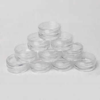 600pcs 3g lille rund flaske glas,klar, hård plast nail art opbevaring tomme flasker engros SKU:XXF0001