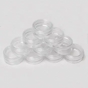 600pcs 3g lille rund flaske glas,klar, hård plast nail art opbevaring tomme flasker engros SKU:XXF0001
