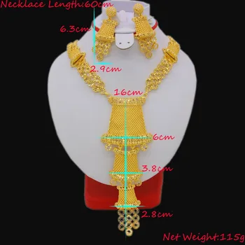 60cm/23.6 tomme Halskæde/Øreringe Smukke Smykker Til Kvinder Guld Farve Arabiske/Etiopiske Smykker Luksus Bryllup Gaver