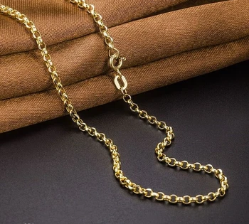 60cm L Ren Solid Gul Guld Kæde - / Kabel-Kæde/ 5.35 g