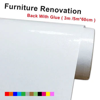 60cmX5m Hvid Blank Klistermærker Muraux DIY Dekorativ Folie PVC selvklæbende Tapet Køkken Kabinet Wall Sticker Vandtæt