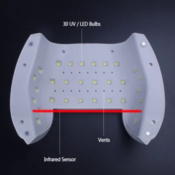 60W Smertefri UV/LED-Gel Induktion Søm LED-Lampe, UV-10s/30s/60s/99s Nail Gel Elektriske Neglelak Tørretumbler Med Timer Display Sensor