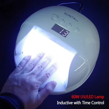 60W Smertefri UV/LED-Gel Induktion Søm LED-Lampe, UV-10s/30s/60s/99s Nail Gel Elektriske Neglelak Tørretumbler Med Timer Display Sensor