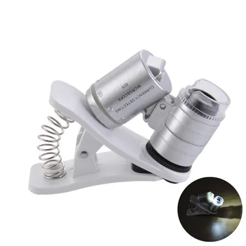 60X Clip-On 9882W telefon Mikroskop, Lup med LED / UV-Lys til Universal SmartPhones, iPhone, Samsung, HTC Forstørrelse