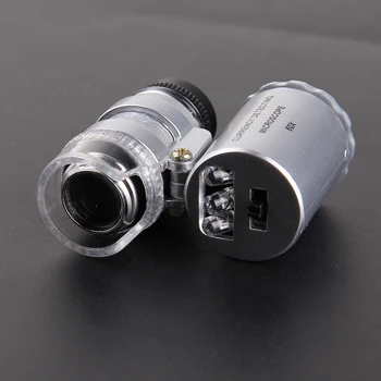 60x Håndholdte Mini-Lomme-Mikroskop, Lup Guldsmed Forstørrelse LED Lys Lomme Microscop Valuta Dectector Ferramentas