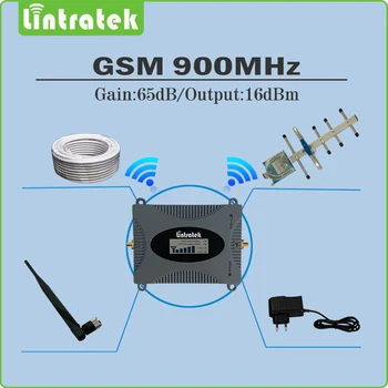 65 db 2G GSM Signal Repeater GSM-900mhz Mobiltelefon Signal Forstærker Booster Komplet Sæt med LCD-display, Yagi/Pisk Antenne+10M Kabel