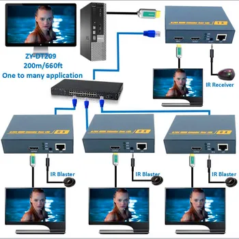 660ft Bedre End HDBitT H. 264 HDMI Extender Via TCP-IP-HDMI-IR Extender Via Ethernet RJ45 CAT5/5e/6 Kabel Som HDMI Splitter
