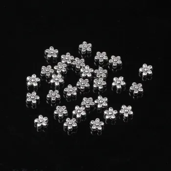 6mm Antik Sølv Blomst Afstandsstykker Perler Charms Perler i Tibetansk Sølv Diy Smykker Tilbehør Dele 100pcs/masse