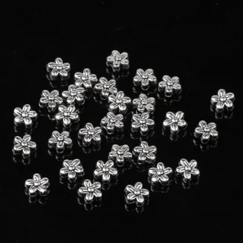 6mm Antik Sølv Blomst Afstandsstykker Perler Charms Perler i Tibetansk Sølv Diy Smykker Tilbehør Dele 100pcs/masse