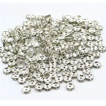 6mm engrospris 200pcs/masse Sølv Forgyldt Rhinestone Krystal Spacer Perler for håndværk til Smykker For smykkefremstilling