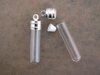 6mm lille rør, Miniature, der Ønsker Flaske Glas, klar slange Parfume æteriske olie charme hætteglas vedhæng skruelåg 34x6mm