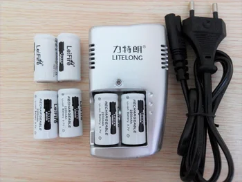 6stk 3,7 v 2200mAh CR123A genopladeligt lithium batteri+1stk dedikeret oplader 16340 kamera/lommelygte Genopladeligt Batteri Sæt