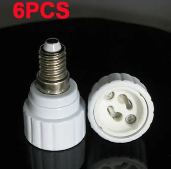 6stk E14-GU10 fatning omformere, E14 GU10 Lampe AdapterLED udvide base Light Bulb Lamp Socket Adapter, Gratis fragt