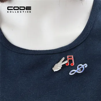 6STK/INDSTILLE Mode Korea Stil Broche Pins Alloy Emalje Mini Søde Badges Hat Taske Klud Tilbehør Dekoration Lightling Hånd Musik