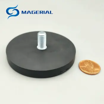 6stk/masse NdFeB Magnet Disc med Gummi Diameter 66 mm LED-Lys Holding Spotlight Indehaveren Mandlige Tråd Stærk Neodym-Magnet
