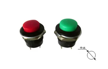 6stk Momentan Mini Rund trykknap Switch OFF-(ON) Installation Hul 16mm Factory Online Engros Hot Salg 6A125V/AC 3A 250V