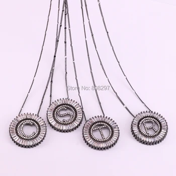 6stk Nye mode smykker smart micro bane cz crystal Bogstav vedhæng med kæde
