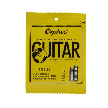6stk/pack! Orphee Akustisk Guitar Streng 011-052 Sekskantet Carbon stål, Bronze guitarstrenge Fuld Lyse Tone & Normal Lys