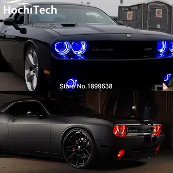 6stk super lyse tåge lys og forlygte RGB led angel eyes kit til Dodge Challenger 2008-med fjernbetjening bil styling