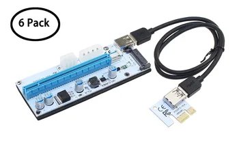 6STK VER008S 3 i 1 Molex 4Pin SATA 6PIN PCIE PCI-E port til PCI Express-Riser-Kort 1x til 16x USB 3.0 Kabel Til Minedrift Bitcoin Miner